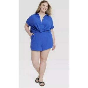 NEW Universal Thread Blue Lightweight Gauze Pull-On Shorts